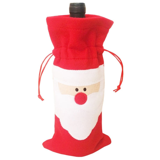 3 PCS Santa Pattern Christmas Dinner Table Decoration Plush Champagne Wine Bottle Bag, Santa Pattern 2