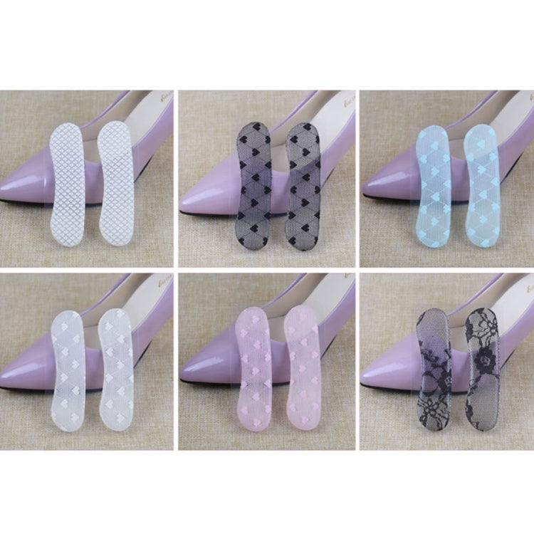 Pastel and patterned rearfoot heel stickers shown on heels in a multi-view grid.