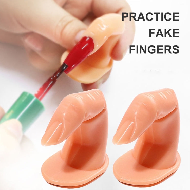 Practice fake fingers with red nail polish on orange bases for nail art
