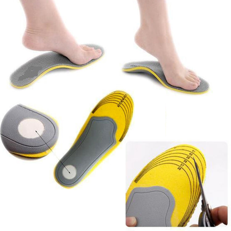 Arch support shoe insoles shown on feet and with underside detail and lines