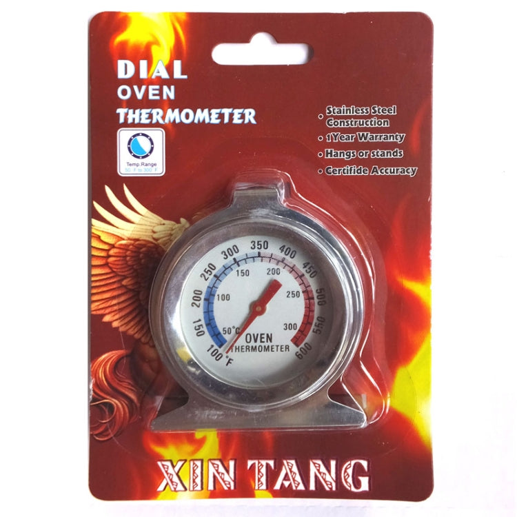 Dial oven thermometer in blister pack, stainless steel construction and dual scale
