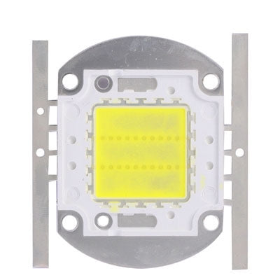 High power LED lamp module close-up of square yellow LED chip and wiring