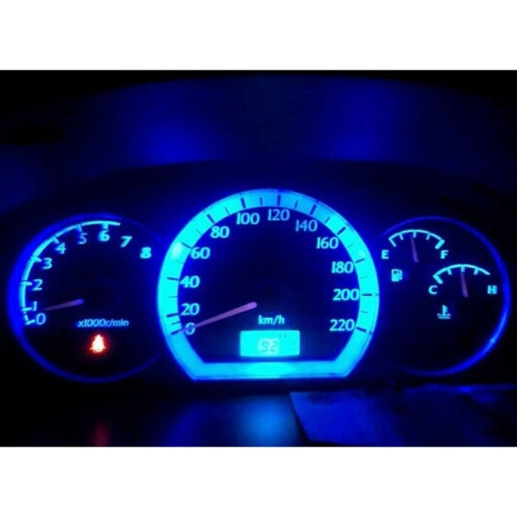 Vehicle instrument cluster with illuminated blue gauges using LED T4.2 bulbs