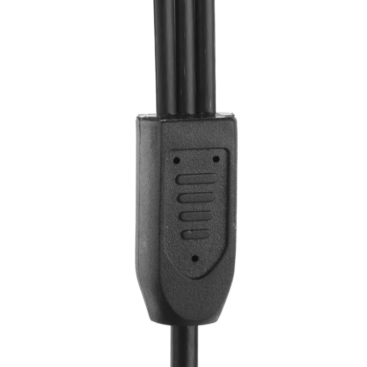 DC inline switch housing with indicator symbol on black power cable