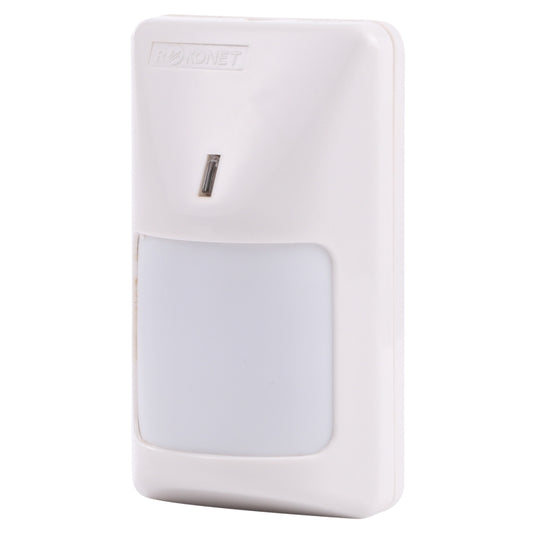 White wired PIR motion sensor with square lens window on front panel