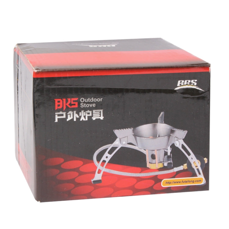 Retail box for outdoor stove with BRS branding and stove illustration