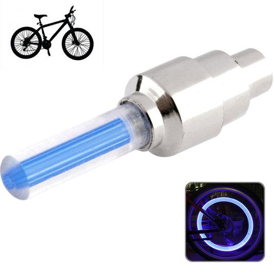 Blue motion-activated LED wheel light tubes with chrome caps, 2-pack