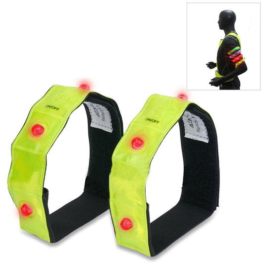 2 PCS 4 LED Lights Safety Run Reflective Arm / Leg Bands, 2PCS 4LED