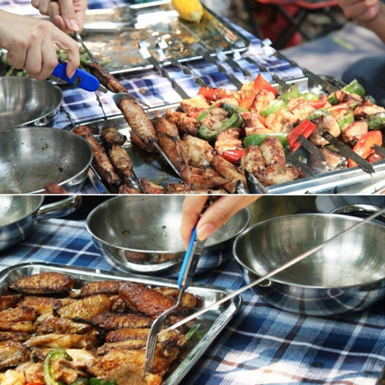 Stainless steel folding travel cutlery set: spoon, fork, knife, and bottle opener.