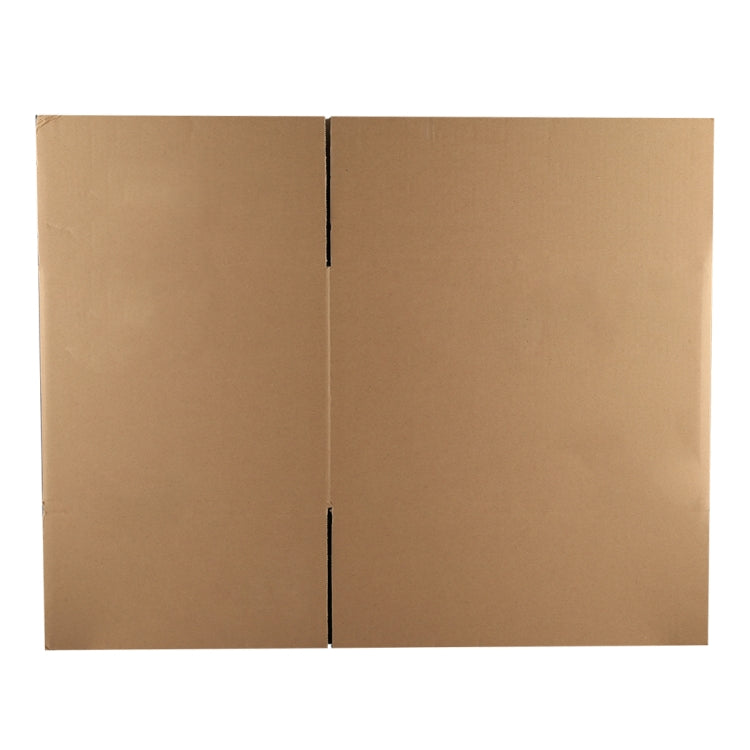 Kraft paper shipping box panels folded flat, two connected sides