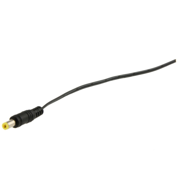 DC power male barrel connector cable, black lead with exposed 5.5x2.1mm plug