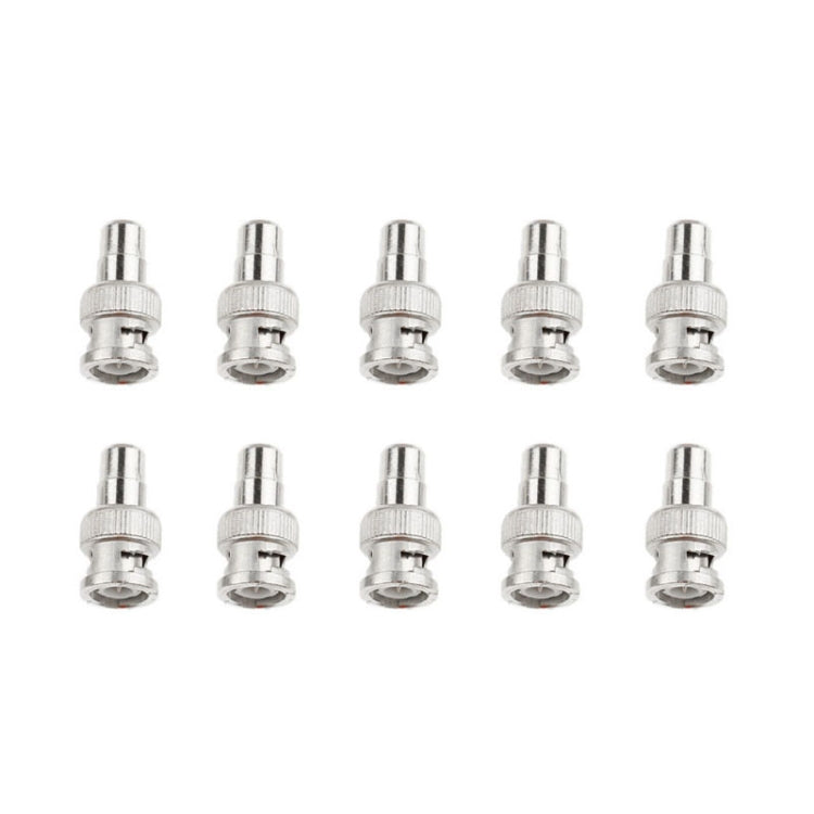 10-pack BNC male to RC female coaxial connectors, five rows of chrome plugs