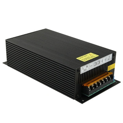Black regulated switching power supply with orange screw terminal block on front