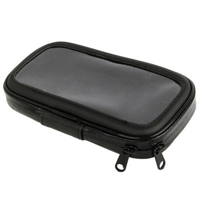 Black waterproof phone case with zip closure and smooth front panel