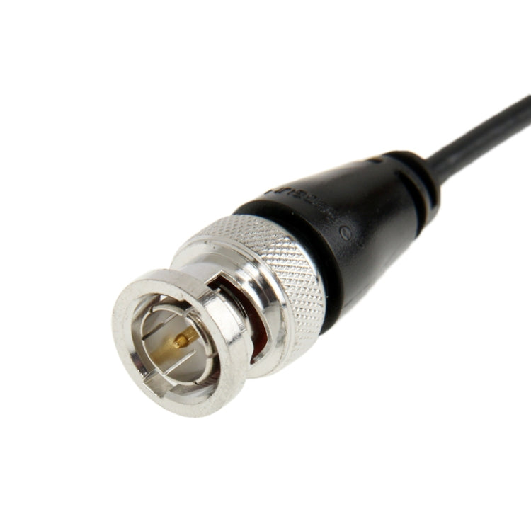 Black BNC male connector end with silver metal threaded housing