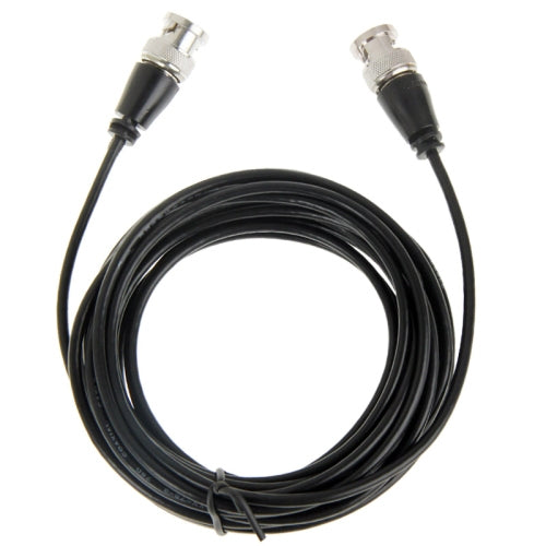 Black 5m BNC male-to-male surveillance cable with dual silver connectors