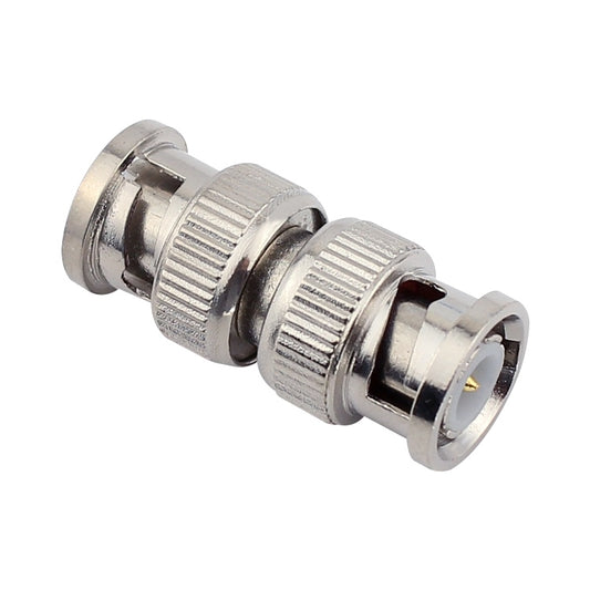 Silver BNC male coaxial plug with knurled coupling nut