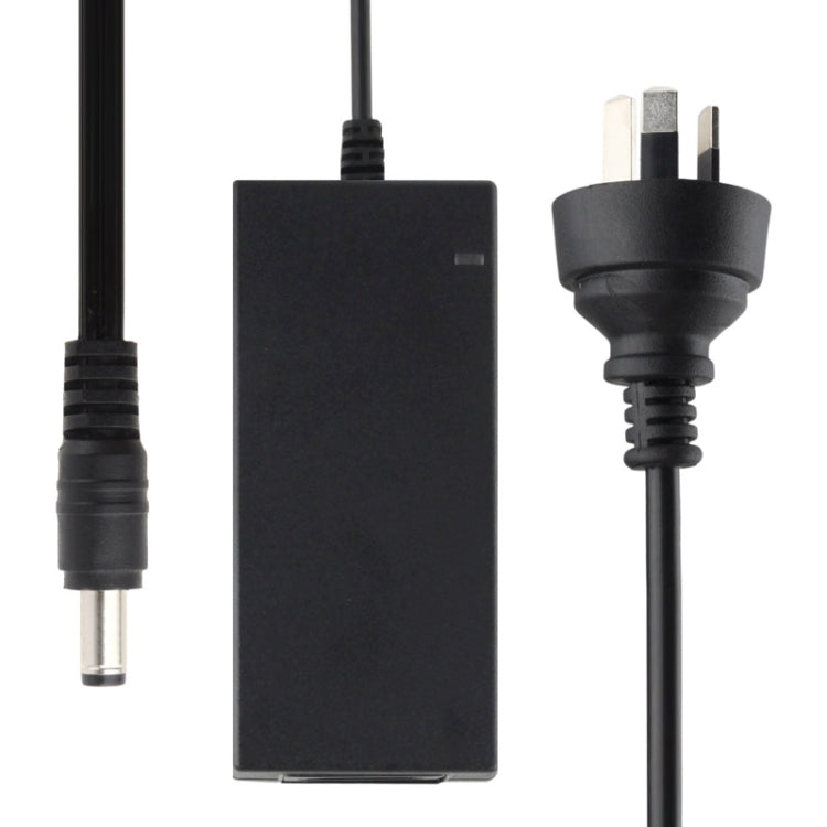 Black AC power adapter with DC barrel connector and AU 2-pin plug