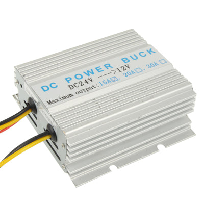 DC 24V to 12V step-down power transformer, ribbed metal casing, 15A rating