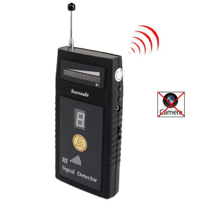 Handheld RF signal detector with digit display and antenna