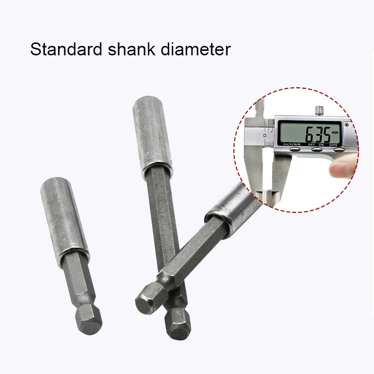 150mm 1/4 hex magnetic extension rods, standard shank size, silver steel (set)