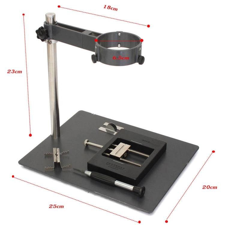 BGA rework clamp bracket holder stand with cup mount and flat base plate