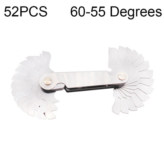 52 PCS Metric 60 Degrees +British 55 Degrees CR Stainless Steel Thread Gauge, 52 PCS Thread Gauge