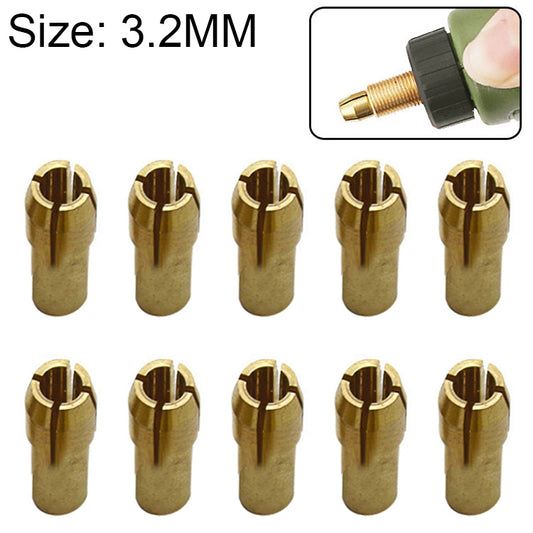 10 PCS Three-claw Copper Clamp Nut for Electric Mill Fittings,Bore diameter: 3.2mm, Bore diameter: 3.2mm