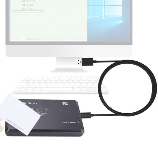 Black USB inductive RFID card reader with USB cable for IC/ID cards