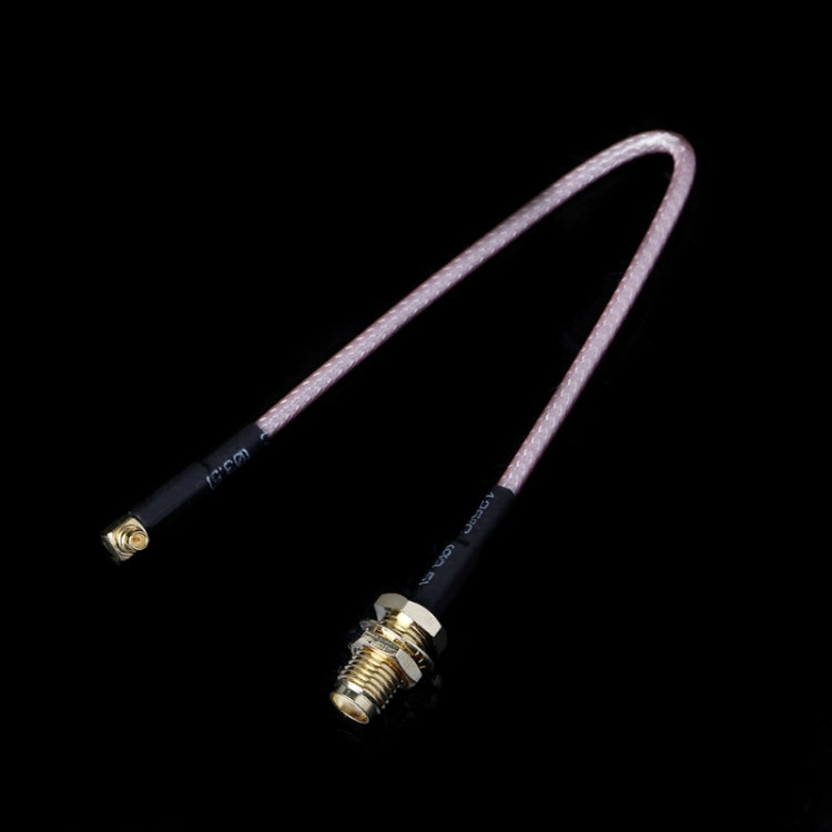 Braided RF patch cable, SMA female to MMCX right-angle male, gold connectors