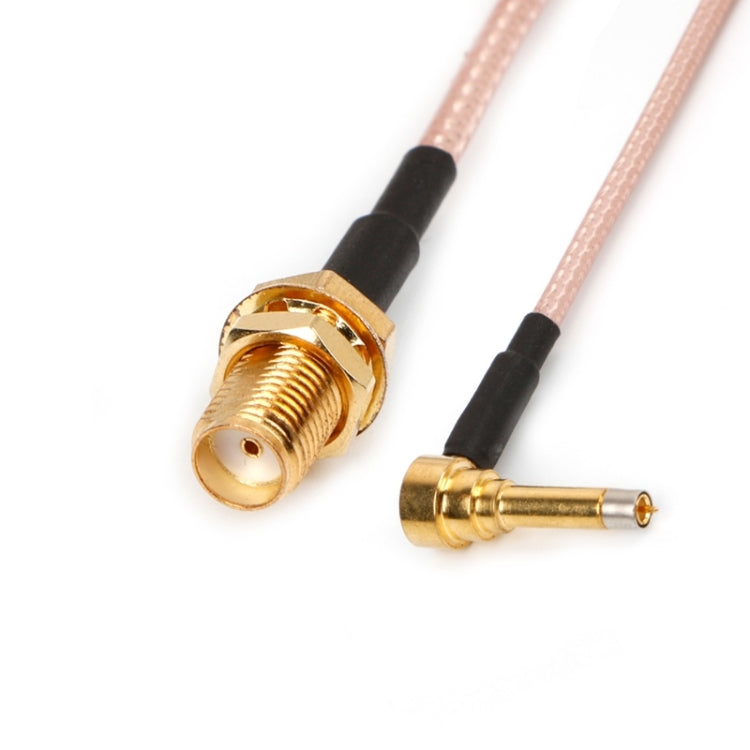 SMA female jack and cable tip connectors, gold threaded metal on pink coax