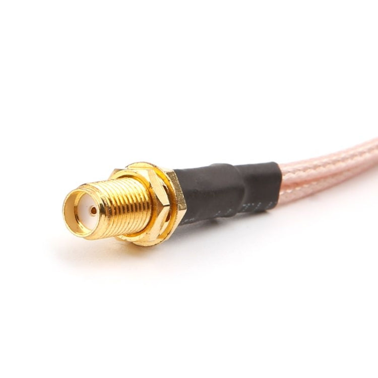 RG316 SMA female RF connector end, gold socket on pink coax with black strain relief