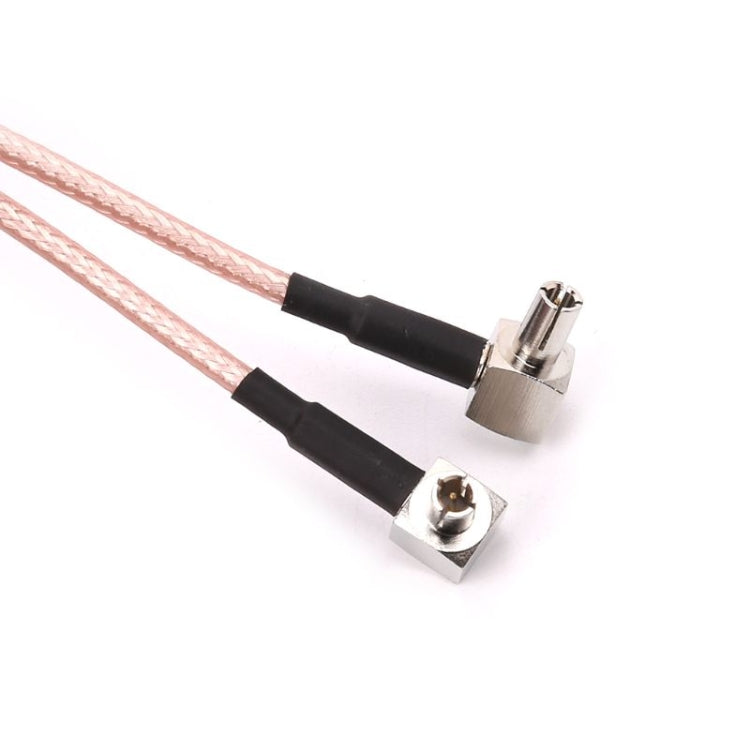 Two TS9/CRC9 male plugs on pink RG316 coax cable with black strain relief, 15 cm