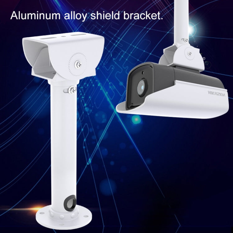 White wall camera bracket supporting a CCTV camera on a short arm