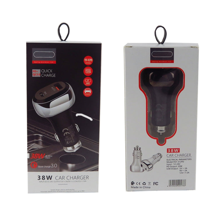 38W car charger retail packaging box with PD quick charge adapter and cable