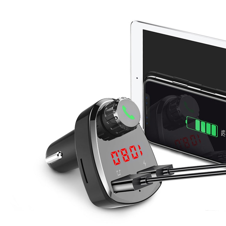 Black car Bluetooth MP3 player FM transmitter with dual USB charging and volt display