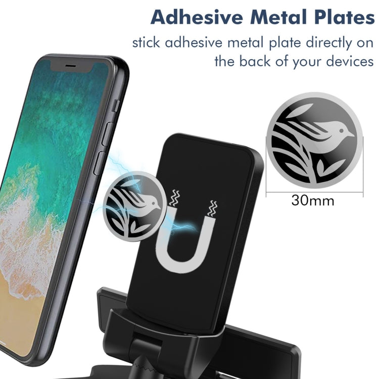 Black magnetic phone holder with adhesive metal plates for back-mount use