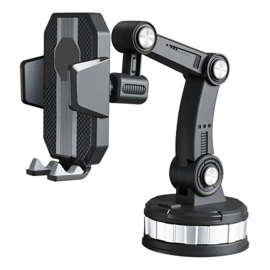360° universal phone holder with suction base and adjustable side clamps, black