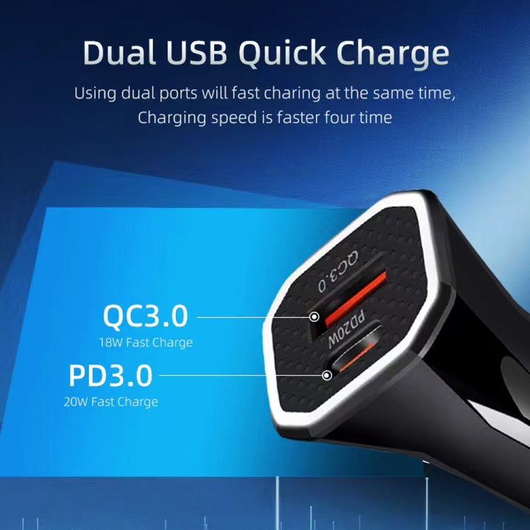 Black car USB charger with dual ports and red charging slots