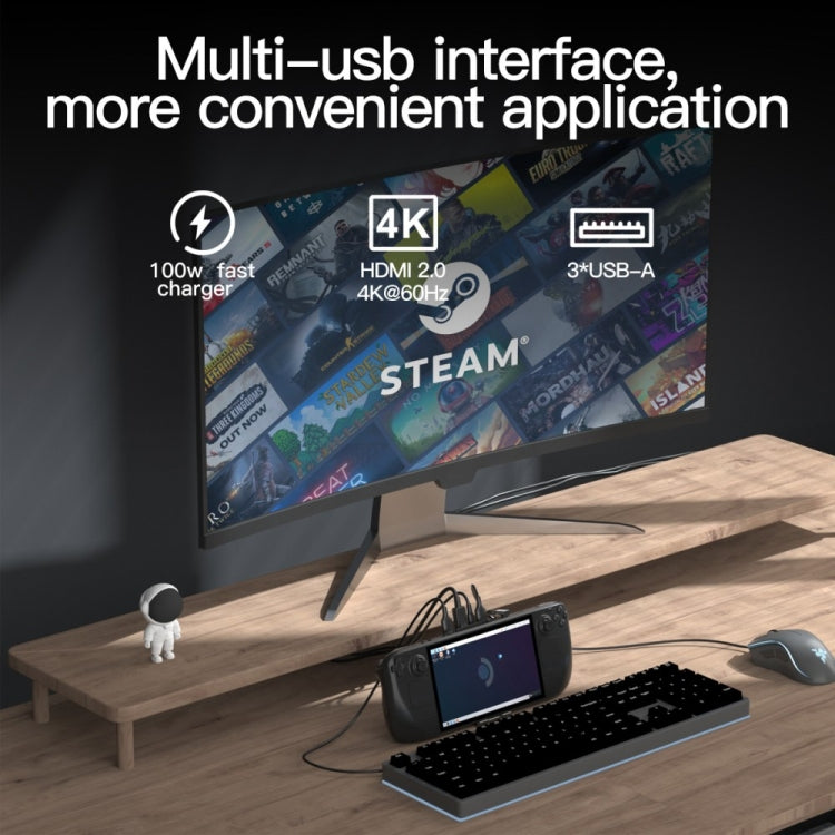 5-in-1 docking station with multi-USB ports, connected on a desk setup
