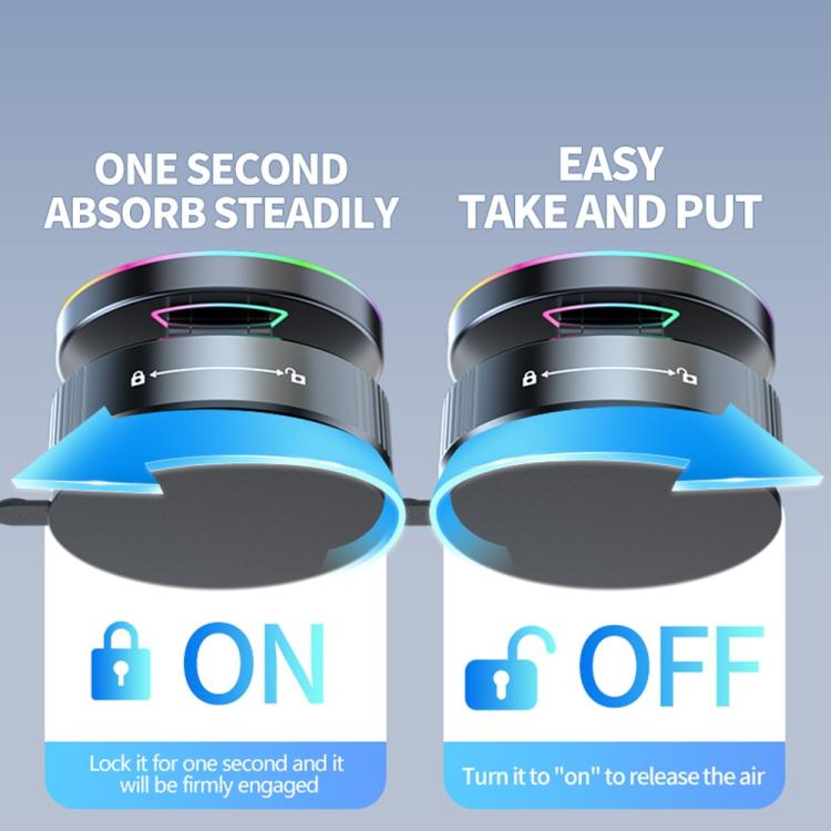 Vacuum magnetic wireless car phone charger base with airlock on/off control