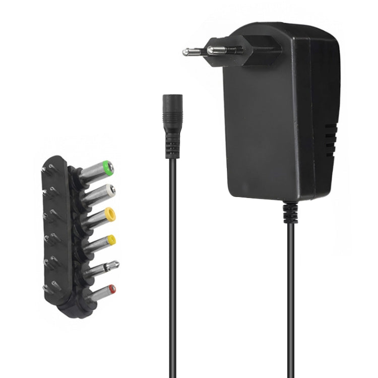 Adjustable universal power adapter with AC plug and multi-tip DC connector set