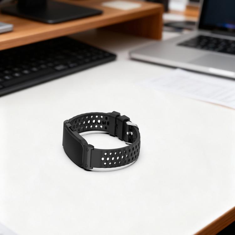 Metal Case Hybrid Breathable Perforated Silicone Watch Band, For Garmin CIRQA Smart Band
