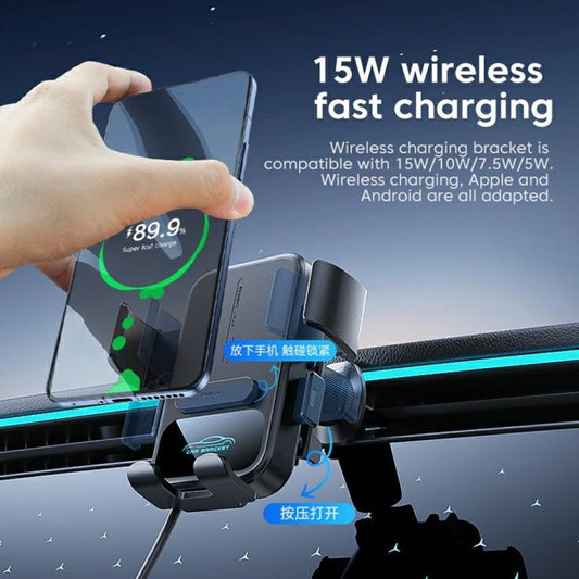 X17 15W Qi Wireless Charger Car 360-Degree Rotating Air Vent Phone Holder