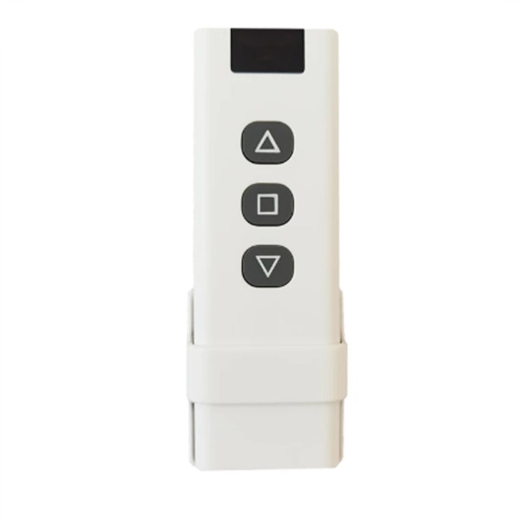 Wireless RF LED dimmer remote with up, stop, and down buttons