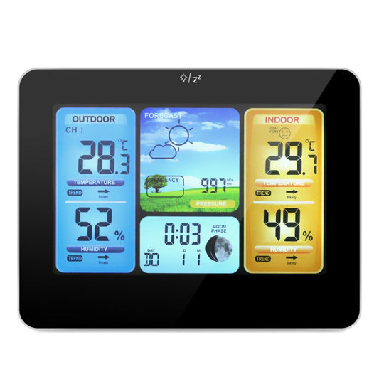 FJ3373 Weather Station Wireless Indoor Outdoor Sensor Multifunction Thermometer Hygrometer Digital Alarm Clock Barometer Forecast, FJ3373