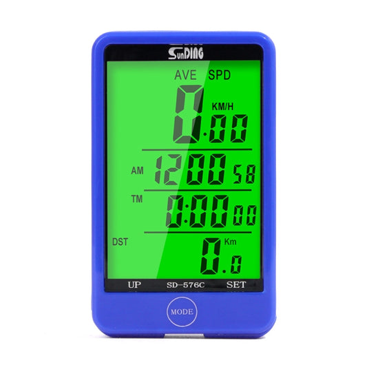 Blue bicycle LCD backlight stopwatch bike speedometer with green digital display