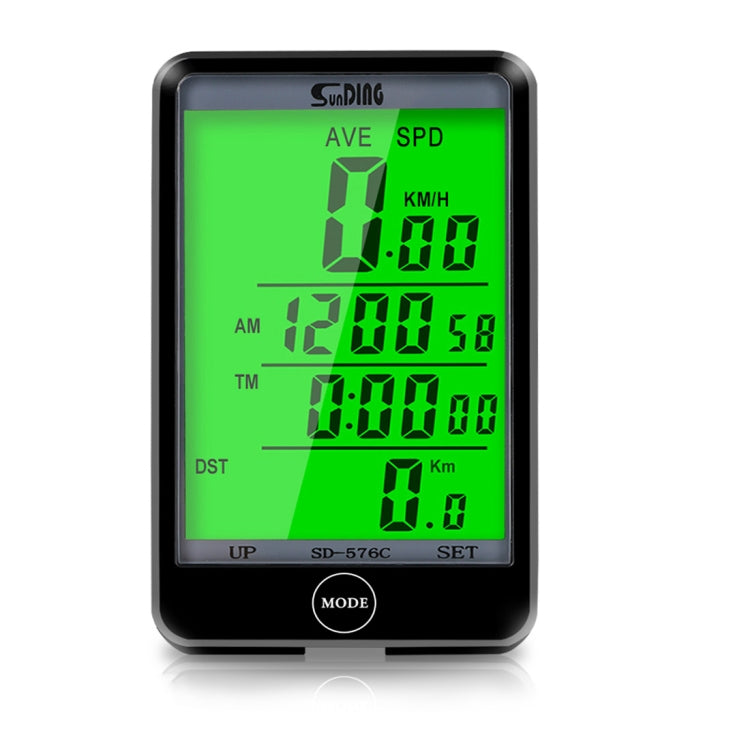 Black bicycle LCD backlight bike speedometer with green digital display and control buttons