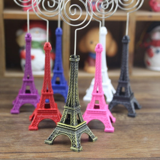 Mini Eiffel Tower Shape Desktop Statue Information Notecard Holder Photo Clip Home Art Deco Gift, Random Color Delivery, Eiffel Tower Shape Card Holder