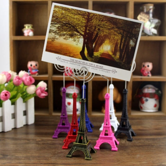 Mini Eiffel Tower Shape Desktop Statue Information Notecard Holder Photo Clip Home Art Deco Gift, Random Color Delivery, Eiffel Tower Shape Card Holder